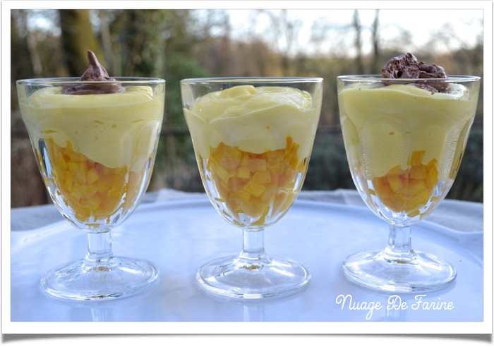 mangue et mousse au chocolat siphonées