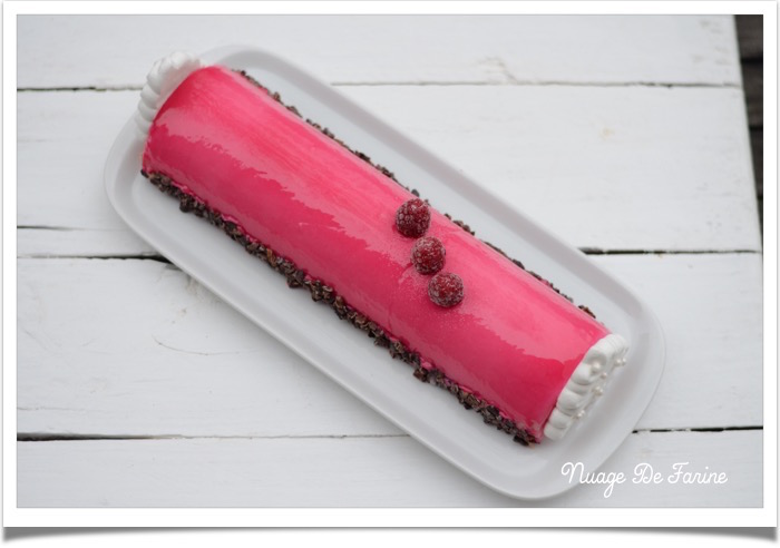 Bûche litchis framboises2